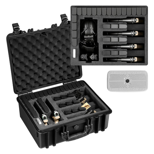Hard Gun Case with Modular XPE Foam Interior – Heavy Duty Pistol Storage Box with Metal Hinges, 4 Lock Holes & Pressure Valve