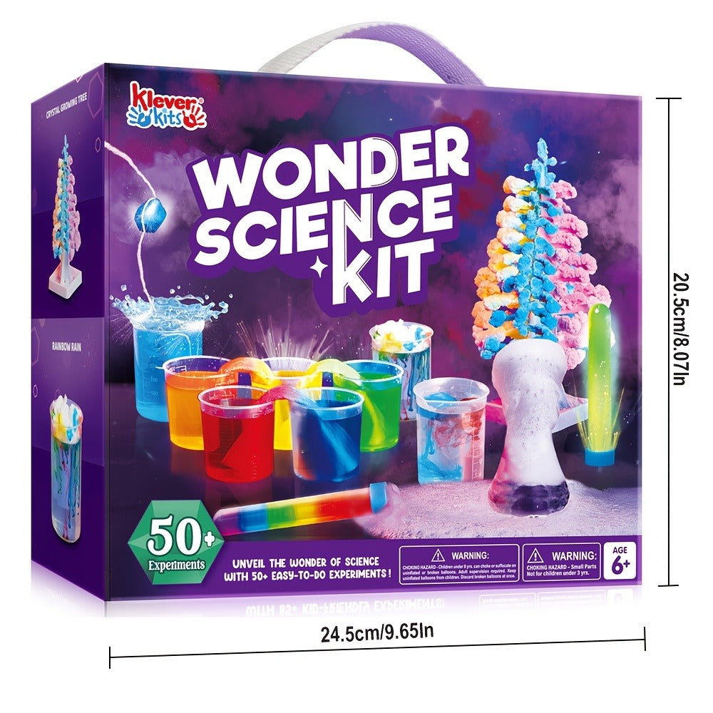 STEM Science Kit for Kids 50+ Experiments, Crystal Tree Growing Kit, Lava Lamp, Volcano Chemistry Set