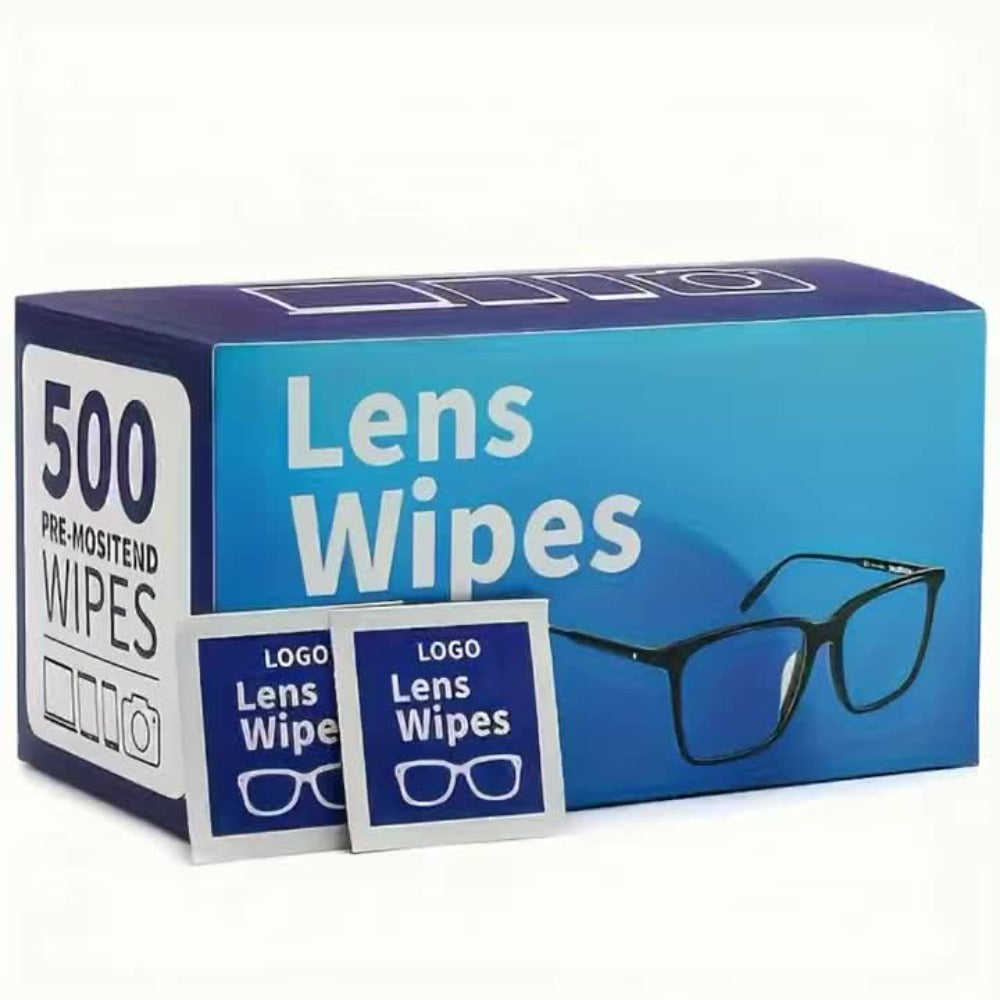 Lens Wipes Pre-Moistened 500 Count - Individually Wrapped Eyeglass Cleaning Wipes for Entryways, Bedrooms and Living Spaces