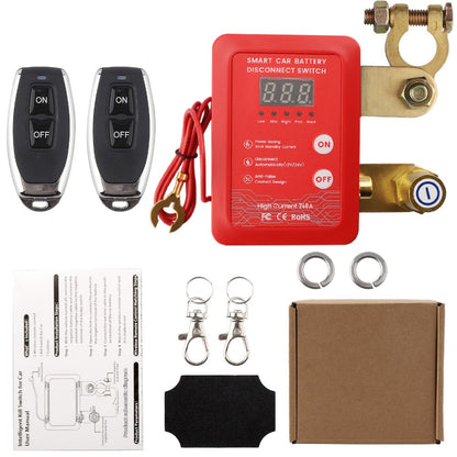 Remote Battery Disconnect Switch 240A 12V/24V – Wireless Kill Switch with Digital Display & Auto Power Shut-Off for Car, Truck, Boat