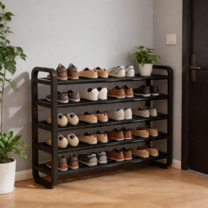 Shoe Rack 5-Tier Narrow Floor Organizer for Up to 18 Pairs in Black or White Tool-Free Options