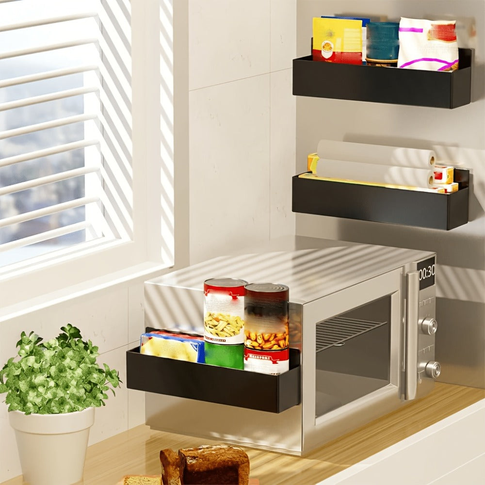 Magnetic Refrigerator Storage Rack 2/4pcs Fridge Side Organizer, Multi-Purpose Magnetic Storage Box for Kitchen Bathroom