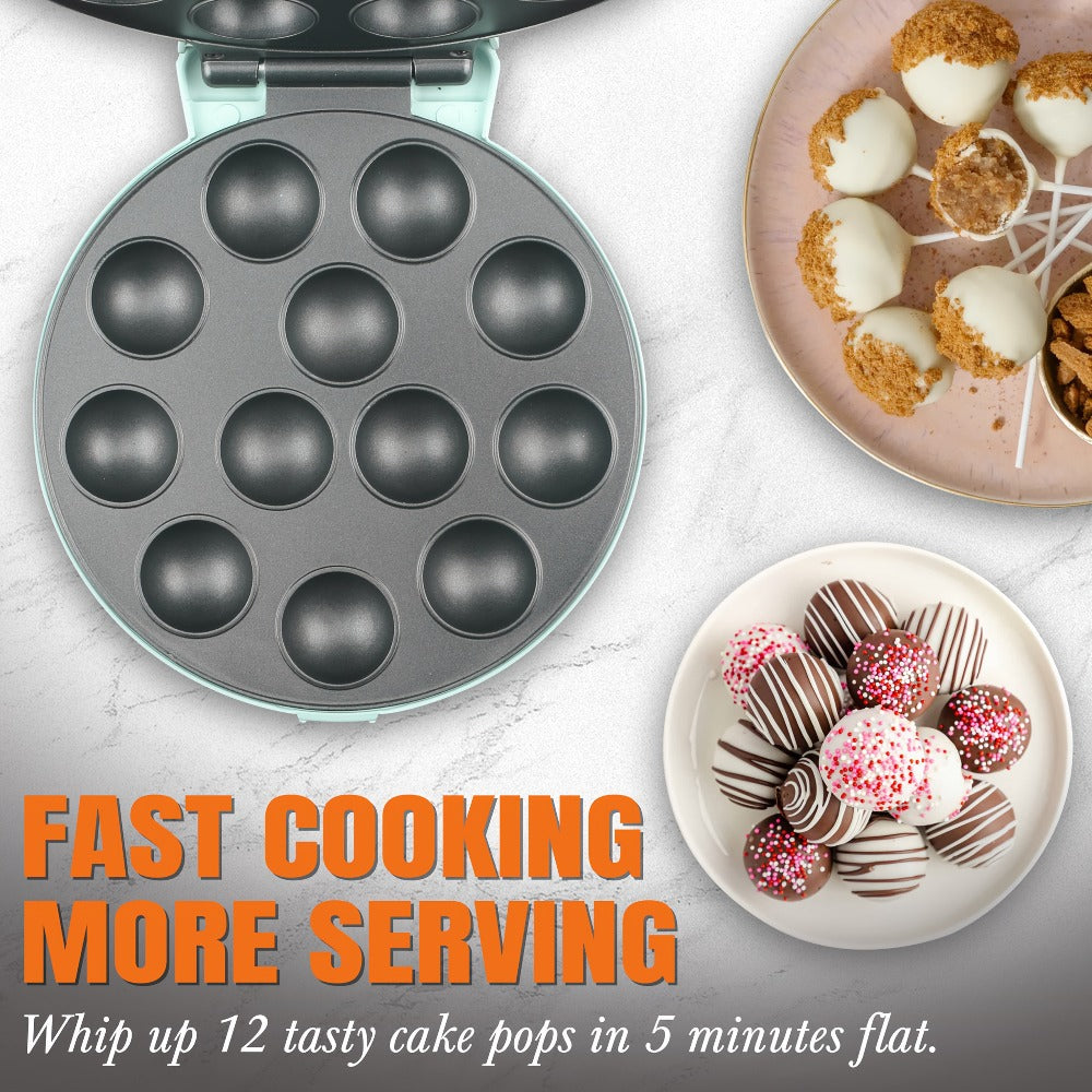 Cake Pop Maker Machine 12-Cavity 1.6 Inch, Electric Cake Pop Set with Flip-Over Even Heating Design