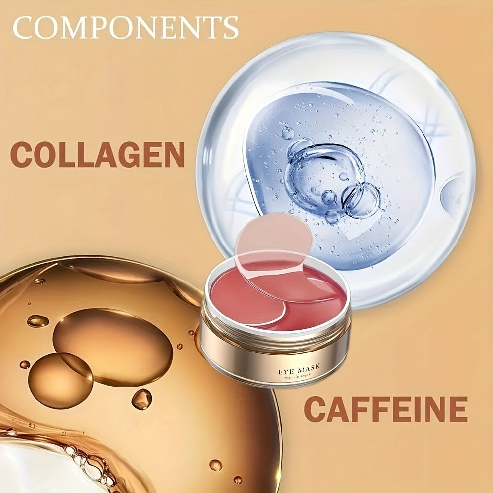 Pink Jar-Style Under-Eye Patches with Wide Finger Tabs and One- or Two-Box Caffeine Package Options