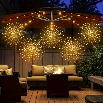 Solar Starburst Lantern Fairy Lights Outdoor 5 Pack 450 LED – Remote & Timer, 8 Modes, Adjustable Brightness