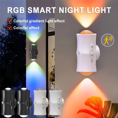 Rechargeable RGB Magnetic Wall Night Light Set with Motion Sensor in Black or White, Two- or Four-Pack