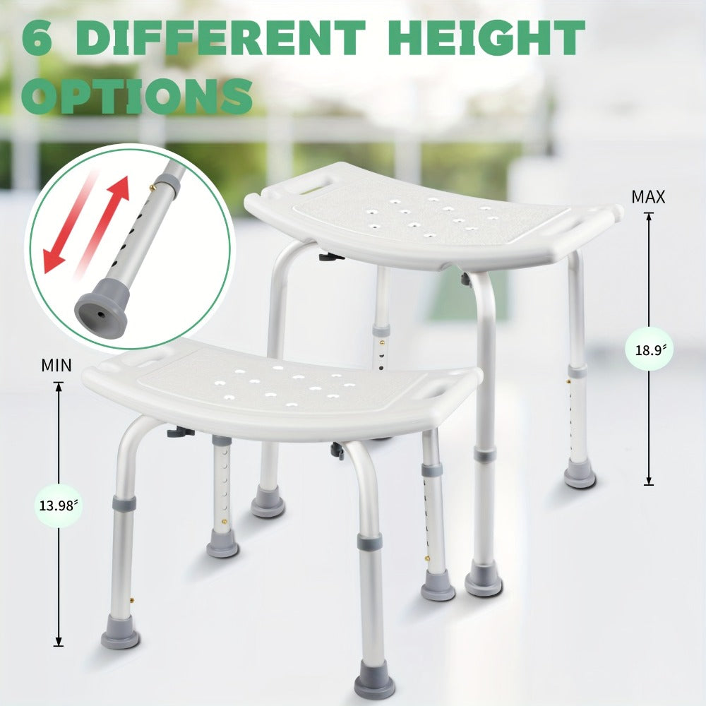 Shower Bench with Suction Feet, Adjustable Bath Stool, Aluminum, Bath Seat for Seniors, Adults & Disabled