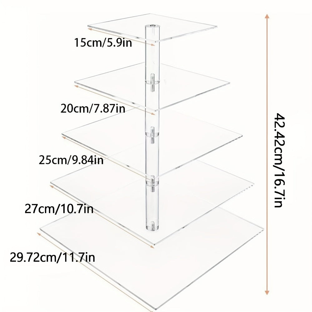 5-Tier Acrylic Cupcake Stand with LED String Lights for Entryways, Bedrooms and Living Spaces