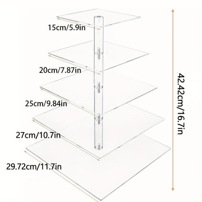 5-Tier Acrylic Cupcake Stand with LED String Lights for Entryways, Bedrooms and Living Spaces