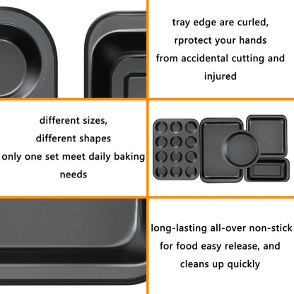 Nonstick Bakeware Set with Cooling Rack Cookie Sheet Cake Pans Loaf Muffin Pizza Pan Baking Pans Set for Kitchen 6 14 15 Piece