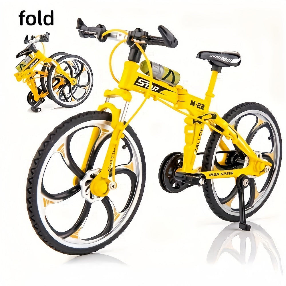 Diecast Mountain Bike Model 1:8 Scale Alloy Foldable Miniature Bicycle Figurine for Home Office Desk Decor