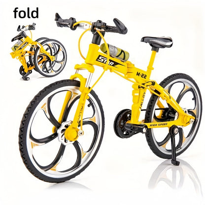 Diecast Mountain Bike Model 1:8 Scale Alloy Foldable Miniature Bicycle Figurine for Home Office Desk Decor
