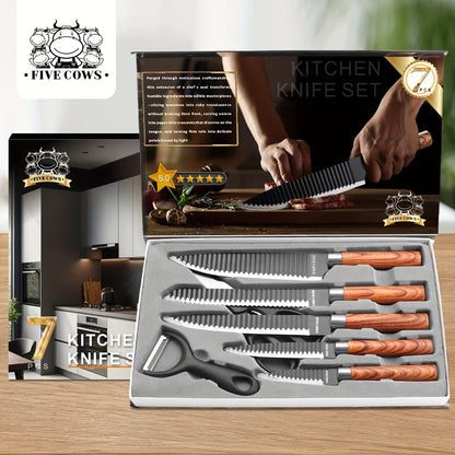 Kitchen Knife Set High Carbon Steel Hand Forged Chef Knives with Case Non-Stick Black Blade for Home Cooking, Dining and Outdoor Meals