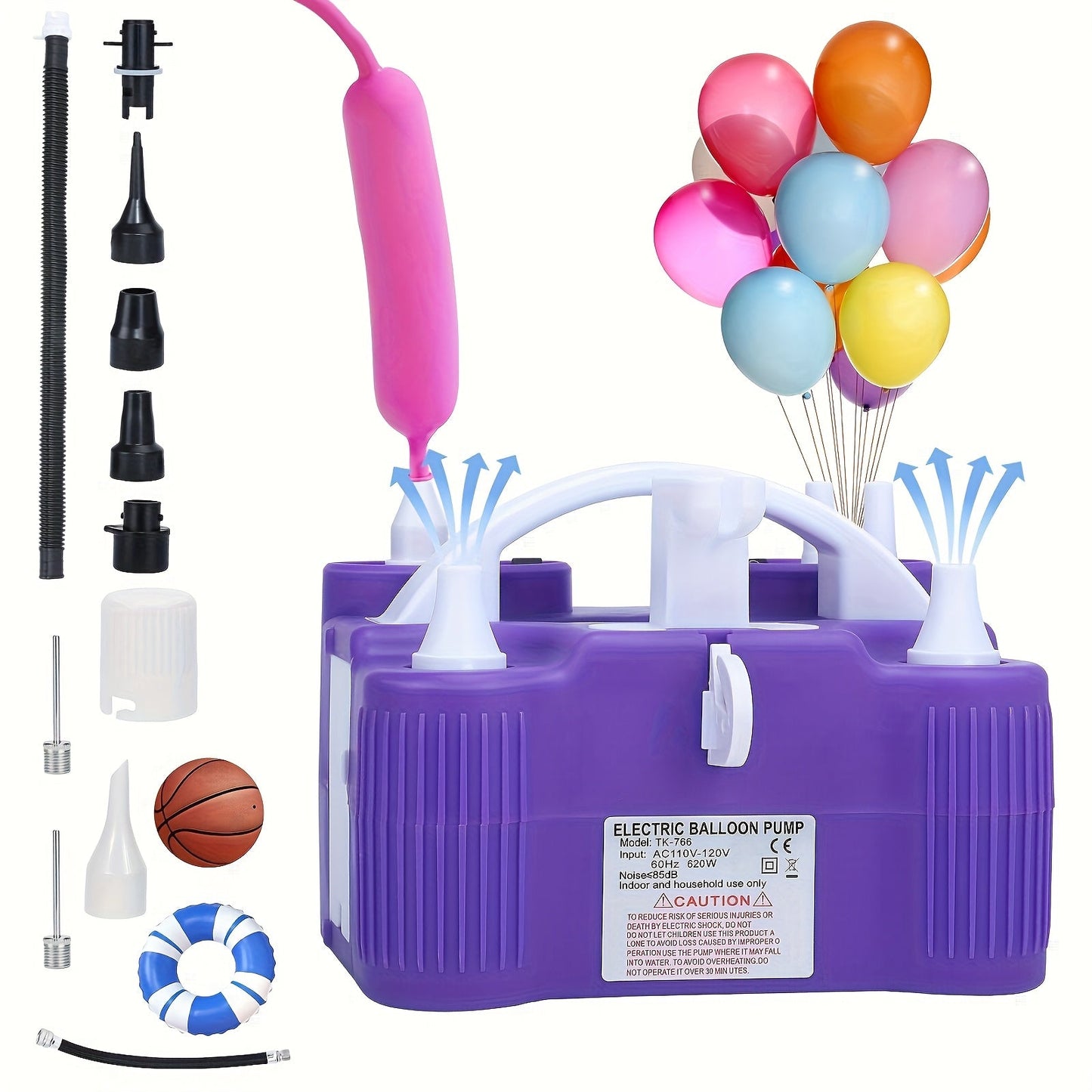 Electric Balloon Pump 3-in-1 Triple Inflating Ports | Fast Air Inflator Deflator for Latex Foil 260Q Balloons Swimming Rings Air Mattress |