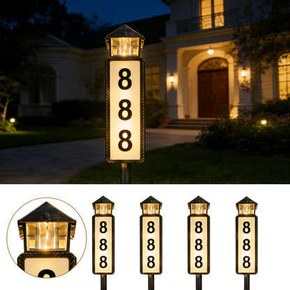 Solar House Number Light Outdoor, LED Address Sign Wall Lamp with Light Sensor, 3 Lighting Modes