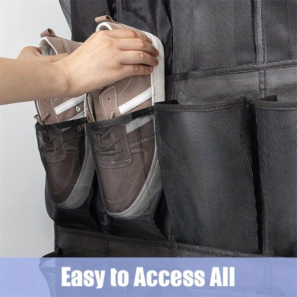 Over Door Shoe Organizer 24 Large Mesh Pockets, Foldable Breathable Hanging Storage Rack for Entryways, Bedrooms and Living Spaces