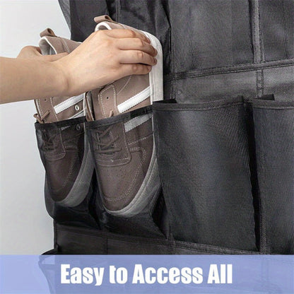 Over Door Shoe Organizer 24 Large Mesh Pockets, Foldable Breathable Hanging Storage Rack for Entryways, Bedrooms and Living Spaces
