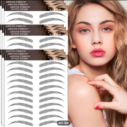 6D Eyebrow Tattoo Stickers Waterproof 8 Pcs for Women Girls, for Temporary Body Art, Festivals and Costumes