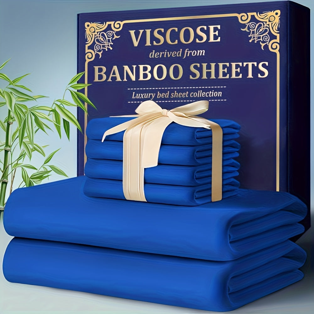 Bamboo Cooling Fitted Sheet Set 2300TC Deep Pocket All Season Bed Sheets for Entryways, Bedrooms and Living Spaces