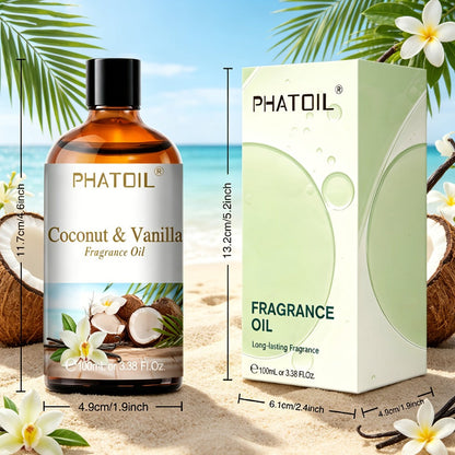Fragrance Oil for Diffuser - PHATOIL 100ml Coconut & Vanilla Scented Oil for Humidifier, Candle Making
