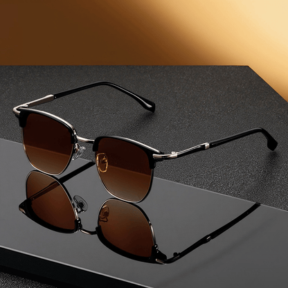 Sunglasses for Men - Semi-Rim UV400 for & Women Retro Half Frame Vintage Tinted Lens Eyewear - product detail view 11