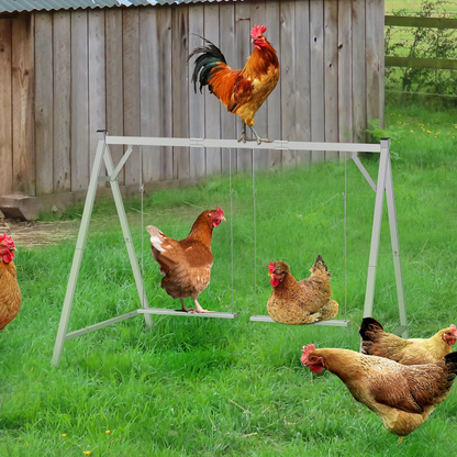 Chicken Swing Coop Toy Metal Perch for Backyard Hens Roosters Parrots Rabbits Promotes Exercise Balance for Garden, Patio and Yard Use