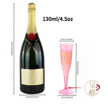 Pink 4.5-Ounce Stemmed Party Flutes in 25- or 50-Piece Packs for Toasts and Event Table Settings
