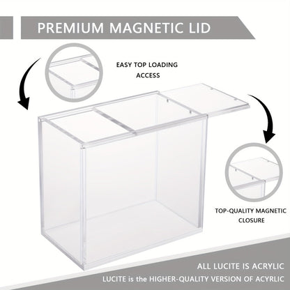 Acrylic Booster Box Display Case with Magnetic Lid, Thick 5mm Clear Storage for Pokemon TCG Card Collectors