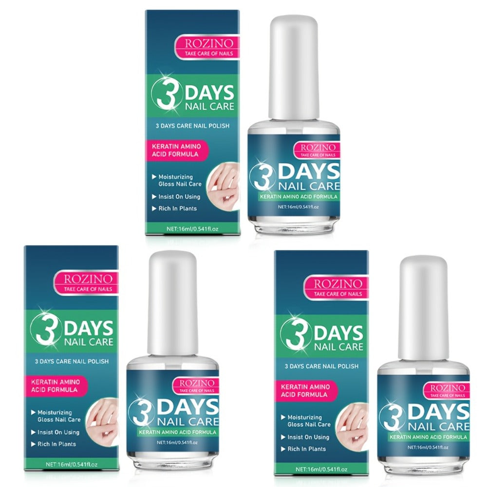 Keratin Nail Strengthening Oil 3-Pack – 3-Day Visible Results Quick-Drying Moisturizing Nail Care Oil, Prevents Peeling Breakage