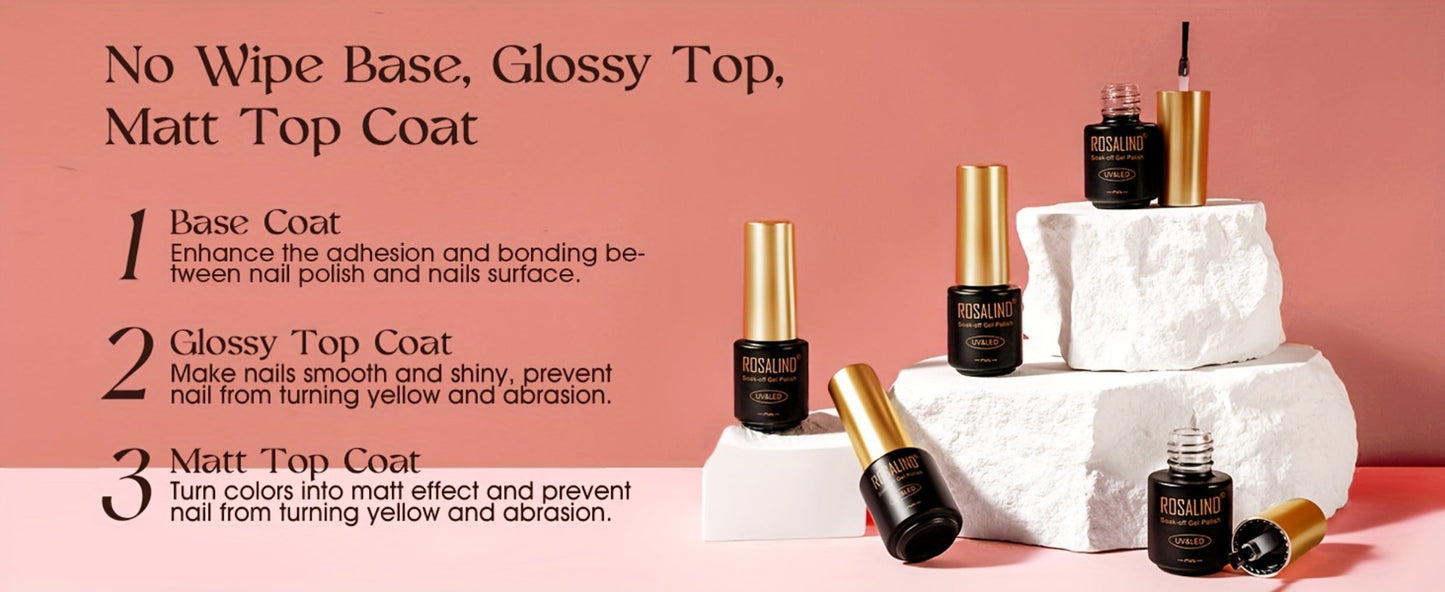 Gel Nail Polish Set with ROSALIND Label, 92 Colors Plus 8 Base and Top Products, 100 Pieces