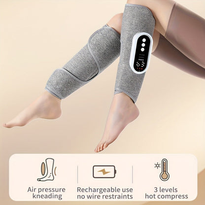Compression Leg Massager Rechargeable - 2000mAh USB Portable Calf Thigh Knee Massager with 3 Intensity Levels for Home or Salon Spa Use