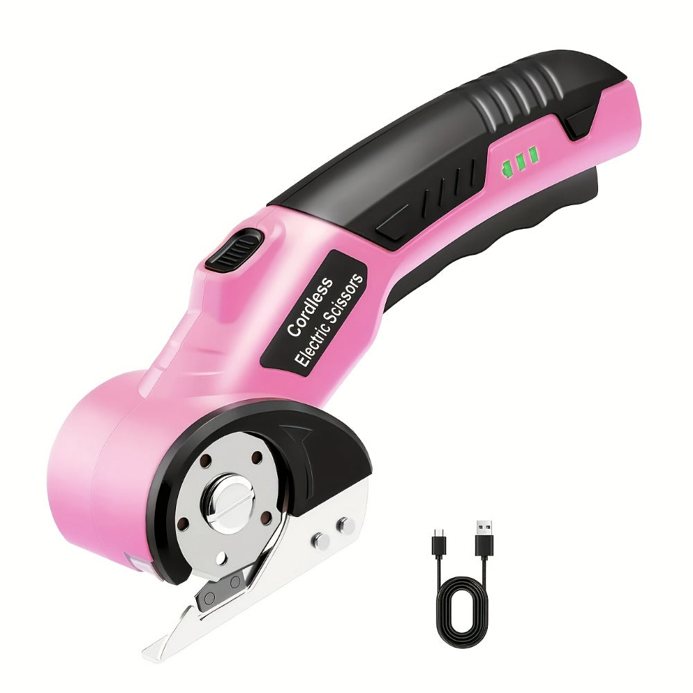 Electric Scissors Rechargeable Cordless - USB-C Charging, Battery Indicator, Portable Power Cutter for Fabric
