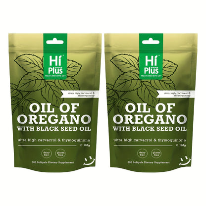 Oregano Oil Black Seed Oil Softgels 2-in-1 Immune Support, 4x Strength Carvacrol 200mg Thymoquinone