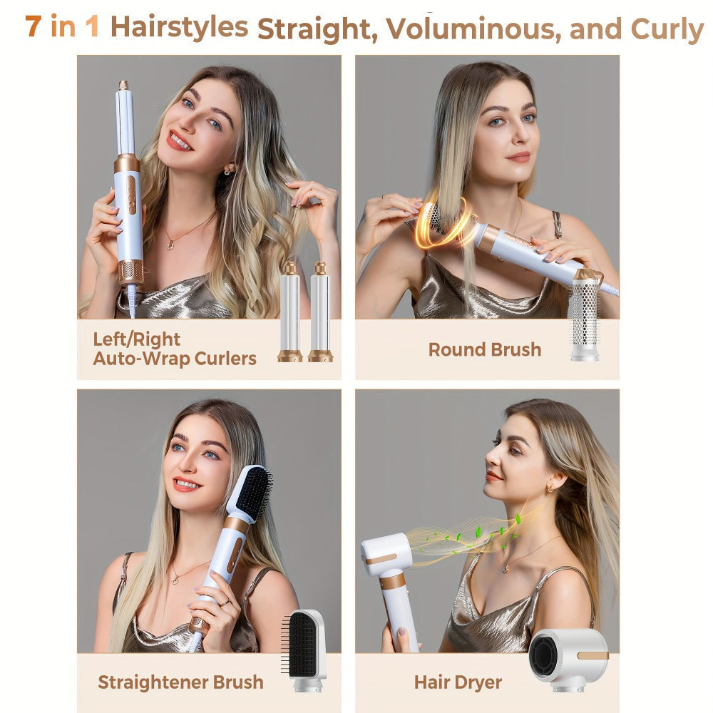 7-in-1 Hot Air Brush Hair Styling Tool with 110, 000 RPM Motor, Diffuser and Attachment Set