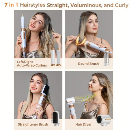 7-in-1 Hot Air Brush Hair Styling Tool with 110, 000 RPM Motor, Diffuser and Attachment Set