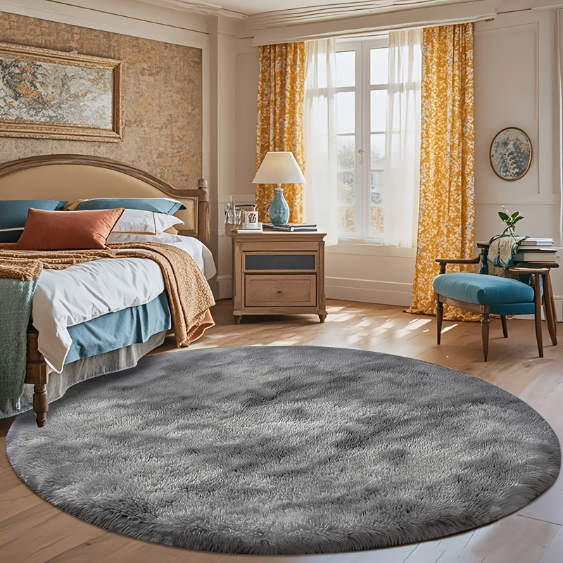 Area Rug Fluffy Faux-Fur Shag in Solid, Tie-Dye and Ombre Colors with Six available Room Sizes