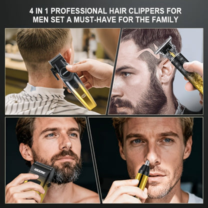 4-Piece Grooming Kit for Men USB Rechargeable Electric Shaver Beard Trimmer Nose Hair, for Everyday Face, Beard and Body Grooming