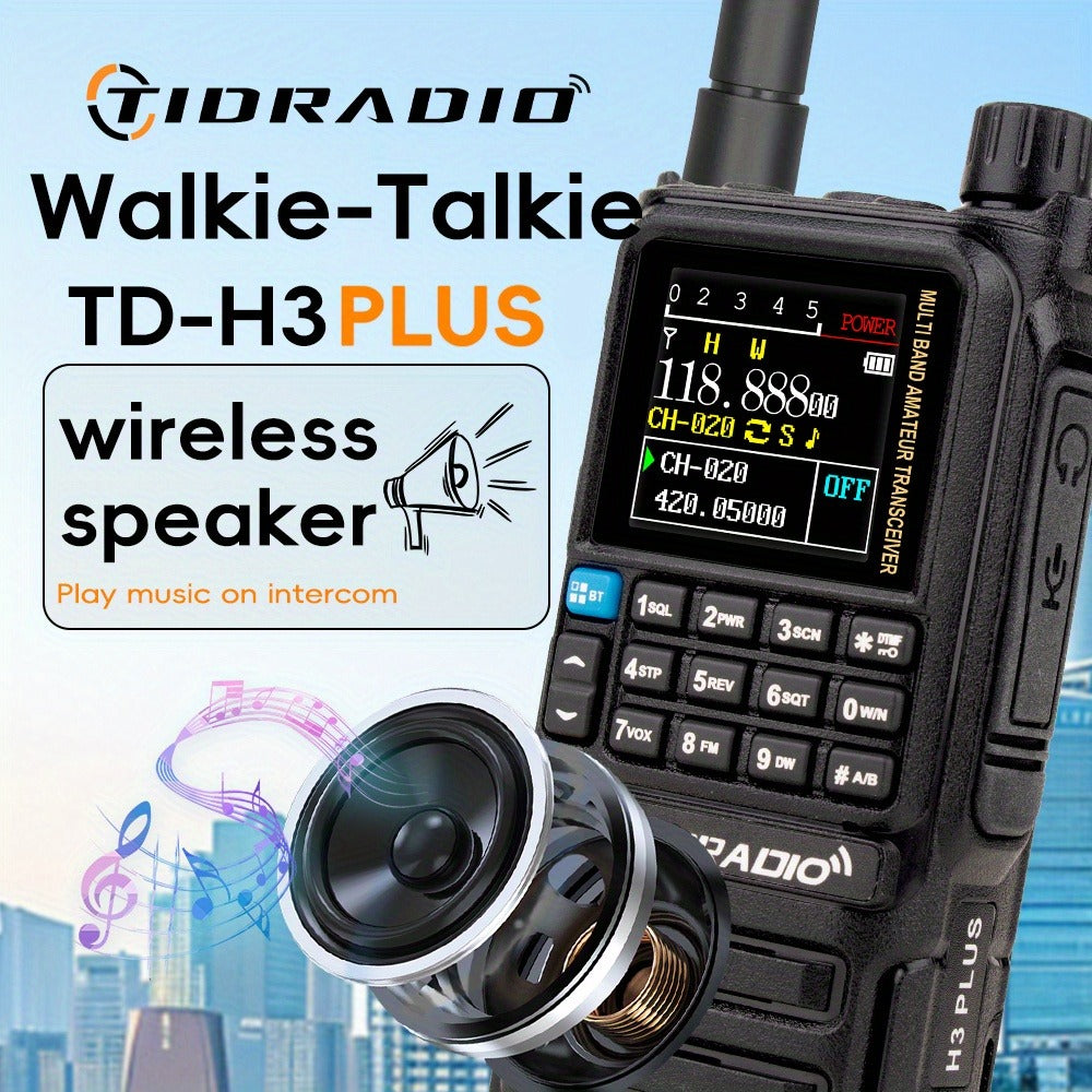 Tidradio H3 Plus Ham Radio Multi-Band Two-Way Radio, AM/FM Reception, Wireless Headset Compatible