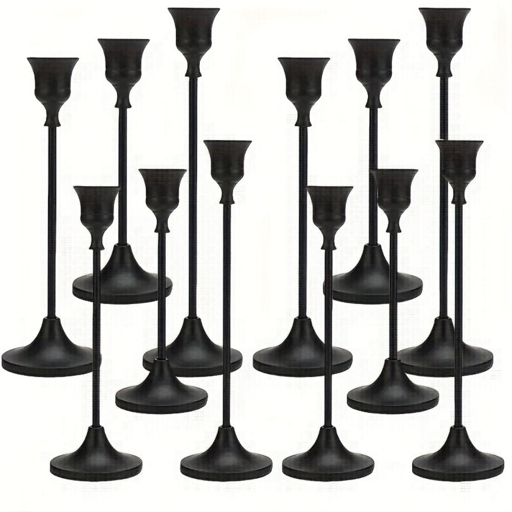 Metal Bell Candlestick Holders Set, Vintage Copper & Black Taper Candle Holders for Wedding Centerpieces
