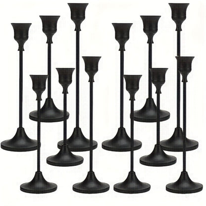 Metal Bell Candlestick Holders Set, Vintage Copper & Black Taper Candle Holders for Wedding Centerpieces