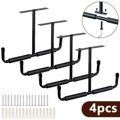 Ceiling Garage Storage Hook Rack, Overhead Ladder Hanger with Anti-Slip Foam, Space-Saving Ceiling Mount for Ladders