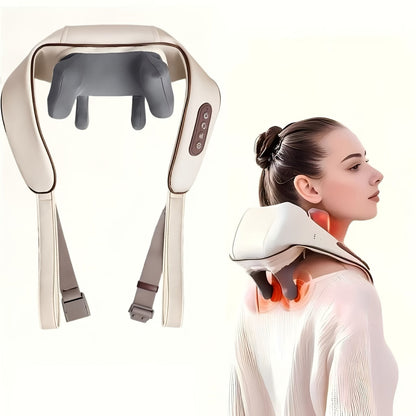 Neck Shoulder Massage Pillow 8D Deep Kneading Wireless Electric Back Massager Simulates Human Hands for Neck for Home or Salon Spa Use
