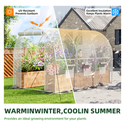 Outdoor Walk-In Greenhouse 10x6.6x6.6 FT – Dual Zippered Screen Doors, 6 Screen Windows & Reinforced Frame