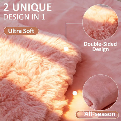 Velvet Duvet Cover Set Fluffy Plush Bedding Minimalist Solid Color, Carved Velvet Quilt Cover with Pillow Shams