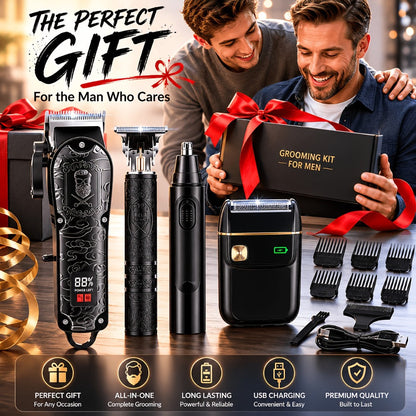 Men's Grooming Kit Hair Clipper & Electric Shaver USB Rechargeable Cordless LED Display – Precision Beard Trimmer Face Shaver Set for Hair