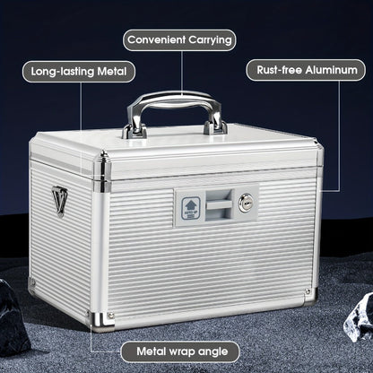 Aluminum Alloy Lockable Medicine Box – Double Layer Large Capacity Storage Box with Key Lock, Handle & Tray for Medicines
