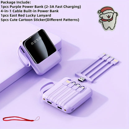 Power Bank 10000mAh with Built-In Cable Set, 5W/15W/22.5W selections, Display and Lanyard for Travel