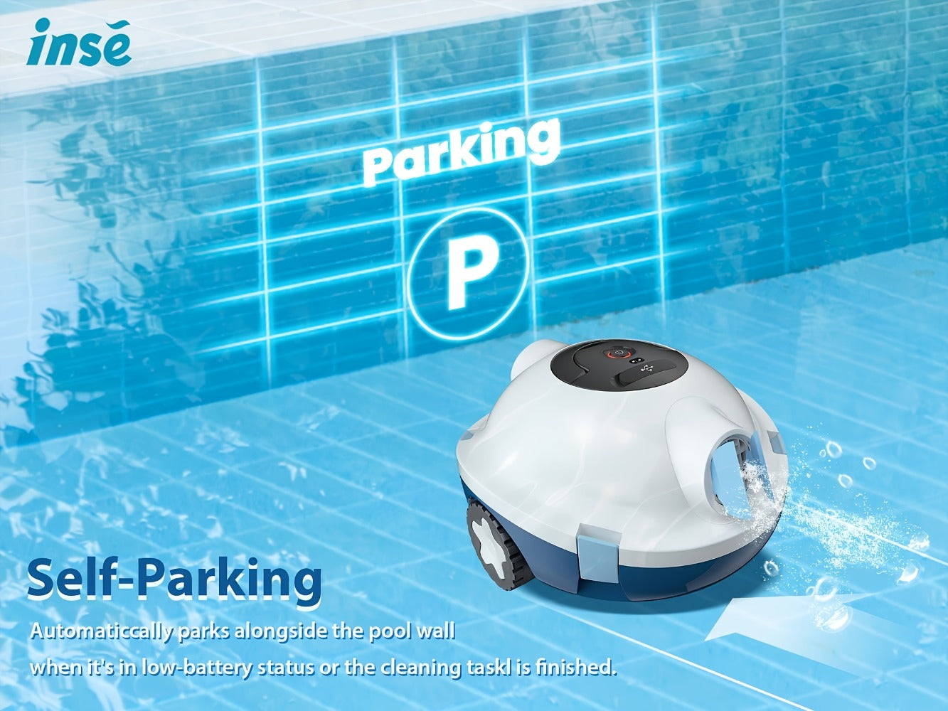 Cordless Robotic Pool Cleaner with 90-Min Runtime, Self-Parking Auto Vacuum, Floating Bracelet Retrieval