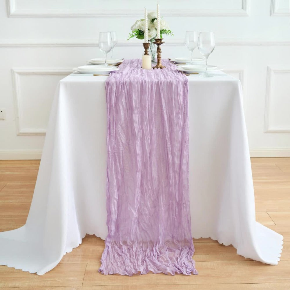 Ten-Piece Cheesecloth Table Runner Set, 19.6 x 120 Inches Each in Five Colors for Dining and Events