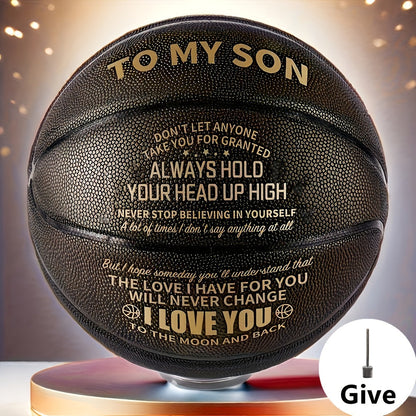 Personalized Basketball Gift for Son & Grandson Standard Size with Pump To My Son To My Grandson Heartfelt Message Sports Birthday Christmas
